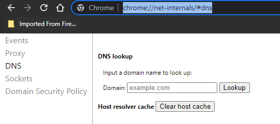 chrome dns cache