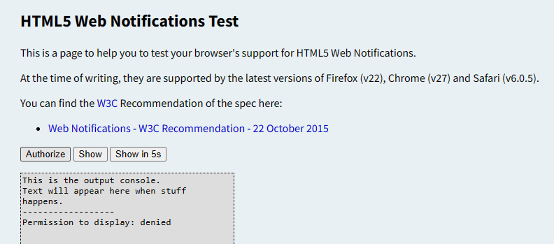 web notification test