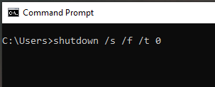 shut down from command prompt