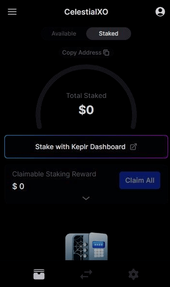 Staked Celestia on Keplr Wallet
