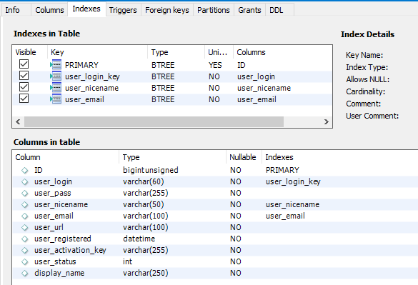 index in mysql